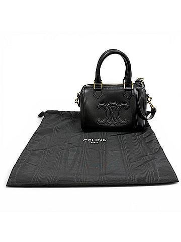 Céline CELINE 11377 Smooth Calfskin Cuir Triomphe Small Boston 2-Way Bag Shoulder Black Made in Italy Women's with Dust (view 2)