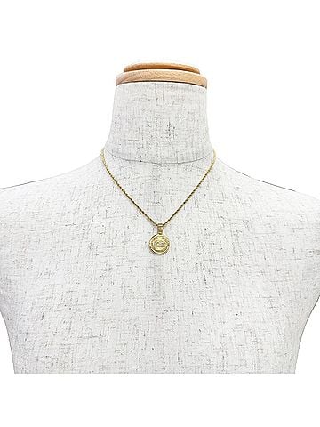 Christian Dior Christian Dior Vintage CD Logo Rhinestone Coin Motif Necklace, Gold, Women's Accessory (view 2)