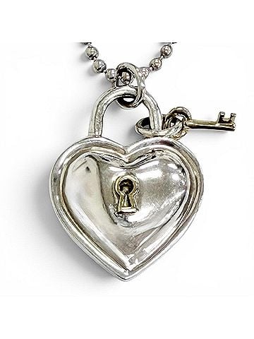 Tiffany & Co. TIFFANY&amp;Co. Tiffany 925 750 Heart Lock Key Necklace Pendant Accessory Silver Gold Weight 30.87g Women's (view 1)