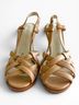 Jil Sander 100% Leather Solid Tan Burgundy Sandals Size 9 - photo 3