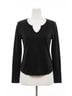 Bobi Solid Black Split V-Neck Tee With Raw Cut Binding in Black Size S - photo 1