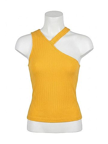 Line & Dot Stella Ribbed Cut Out Tank Top in Sunflower (view 1)