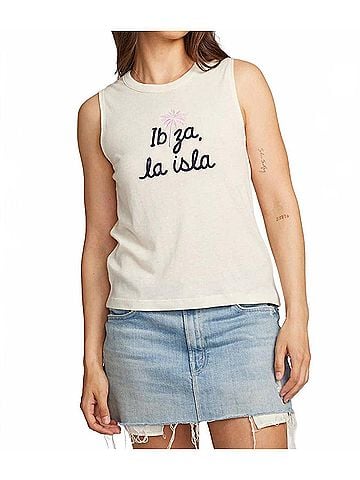 Chaser Women's Ibiza Palm Muscle Top in White (view 2)