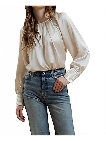 Blu Pepper Layla Bishop Sleeve Blouse in Champagne (view 2)