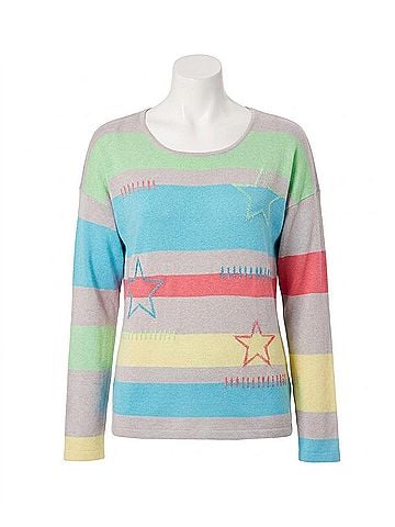 French Kyss Star Scoop Neck Top in Slate/Multi (view 1)