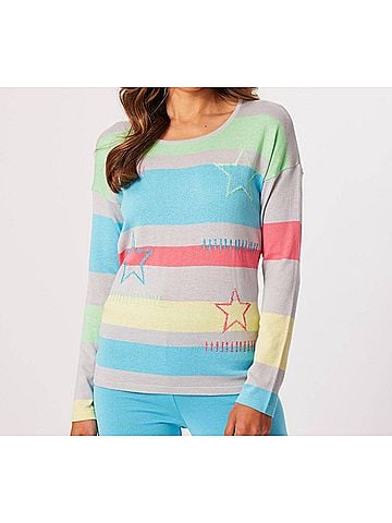 French Kyss Star Scoop Neck Top in Slate/Multi (view 2)