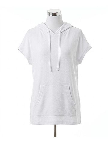 French Kyss Sleeveless Hoodie With Pocket in White (view 1)