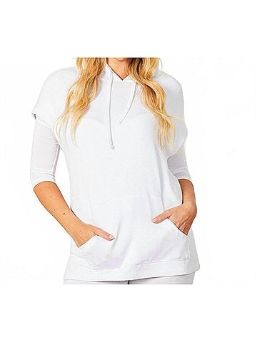 French Kyss Sleeveless Hoodie With Pocket in White (view 2)