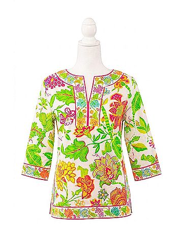 Gretchen Scott Designs Glorious Split Neck Tunic in Multi Bright (view 1)