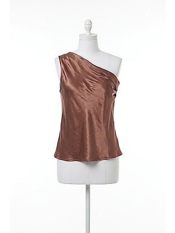 Enza Costa Women's Satin Bias Off Shoulder Top in Nutmeg (view 1)