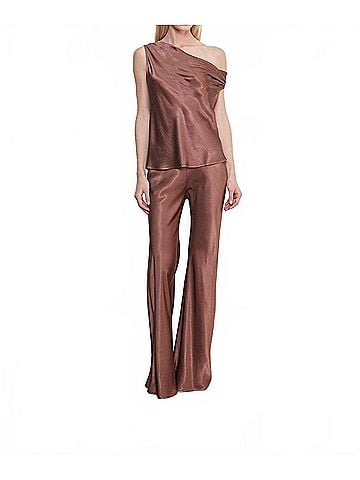 Enza Costa Women's Satin Bias Off Shoulder Top in Nutmeg (view 2)