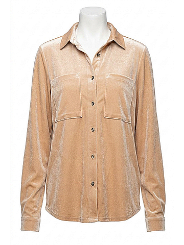 Easel Button Down Collared Shirt in Pearl Gold (view 1)
