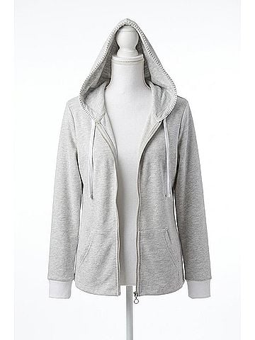 French Kyss Detail Zip Up Hoodie in Silver (view 1)