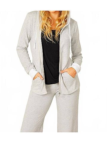 French Kyss Detail Zip Up Hoodie in Silver (view 2)