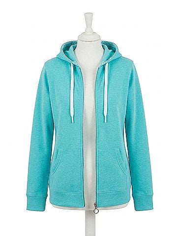 French Kyss Detail Zip Up Hoodie in Aqua (view 1)