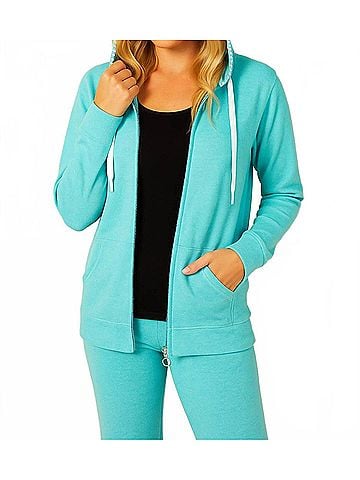 French Kyss Detail Zip Up Hoodie in Aqua (view 2)