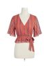 Molly Bracken Stripes Red Knit Wrap Top in Multicolor Boho Chic Size S - photo 1