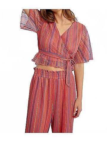 Molly Bracken Knit Wrap Top in Multicolor Boho Chic (view 2)