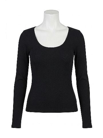 NATION LTD Elaine Ribbed Long Sleeve Tee in Black (view 1)