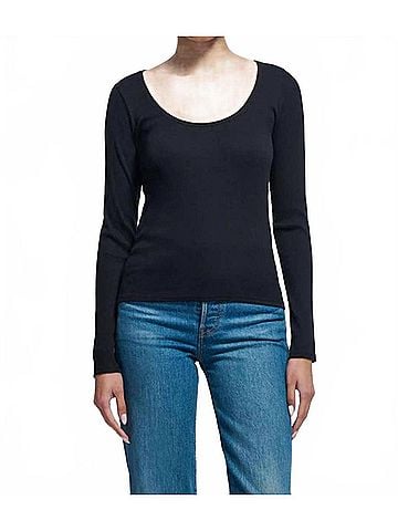 NATION LTD Elaine Ribbed Long Sleeve Tee in Black (view 2)