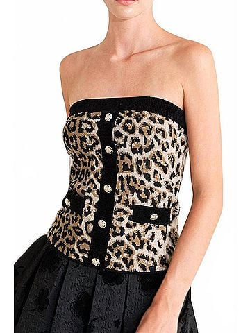 Flying Tomato Barbara Sweater Knit Tube Top in Animal Print (view 2)