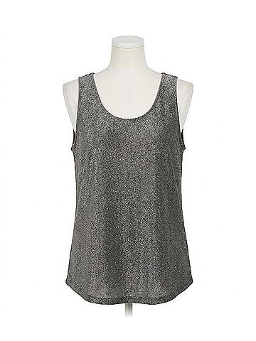 Molly Bracken Ladies Shimmer Knit Tank Top in Silver (view 1)