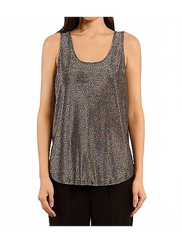 Molly Bracken Ladies Shimmer Knit Tank Top in Silver (view 2)