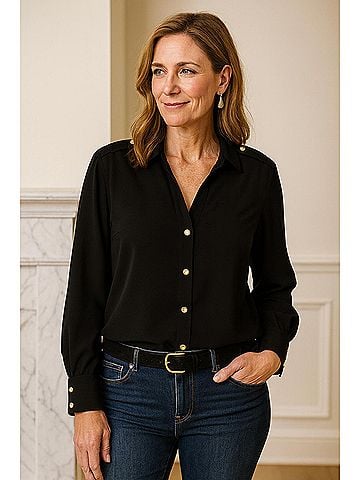 Molly Bracken Timeless Shirt With Accents in Black (view 2)