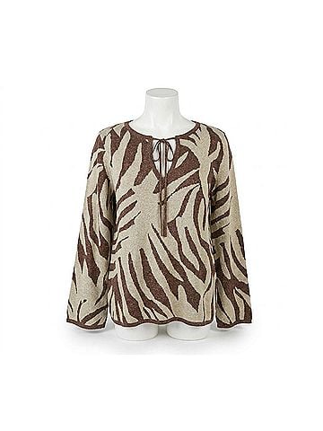 Flying Tomato Metallic Sweater Top in Brown (view 1)