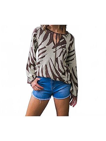 Flying Tomato Metallic Sweater Top in Brown (view 2)