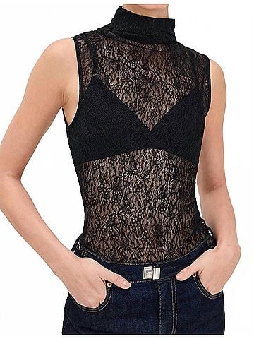 Veronica Beard Mylie Lace Sleeveless Top in Black (view 2)