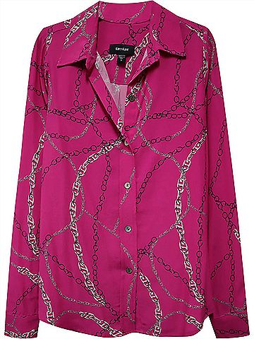 Karen Kane Women's Hallie Chain Print Button Down Long Sleeve Top in Haute Pink (view 2)