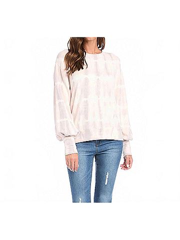 Karen Kane Puff Sleeve Sweatshirt in Pink Tie-Dye (view 2)