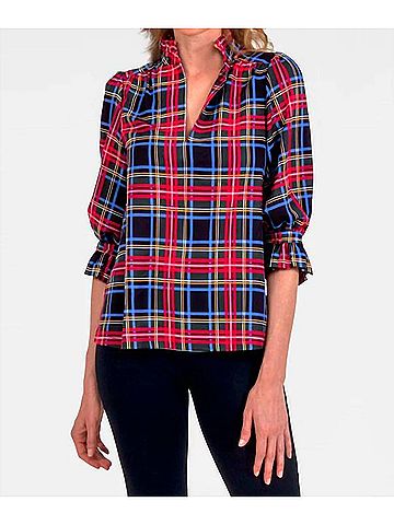 Gretchen Scott Designs Ruffleneck Tunic in Stewart Plaid (view 2)