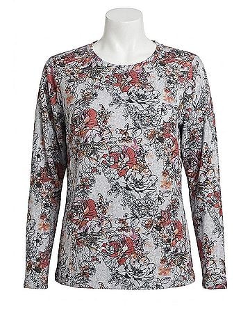 Tribal Bentley Long Sleeve Crew Neck Top in Berry Fizz (view 1)