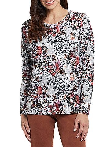Tribal Bentley Long Sleeve Crew Neck Top in Berry Fizz (view 2)
