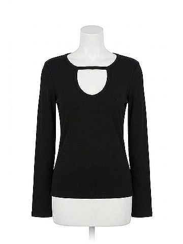 Bobi Front Keyhole Tee in Black (view 1)