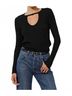 Bobi Solid Black Front Keyhole Tee in Black Size XL - photo 2