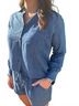 Bobi Blue Cropped Button Front Top in Blue Size S - photo 3