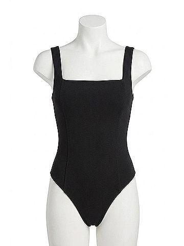 Astr Kendal Curved Neck Bodysuit in Black (view 1)