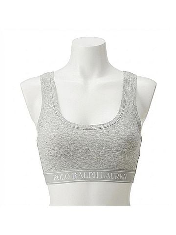 Polo by Ralph Lauren Scoop Neck Cropped Tank Top in Heather Gray (view 1)