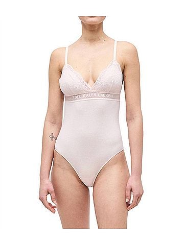 Polo by Ralph Lauren Triangle V-Neck Bodysuit in Garden Rose (view 2)
