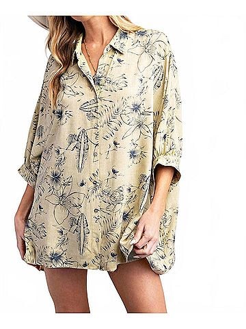 Easel Hawaiian Dolman Top in Khaki (view 2)