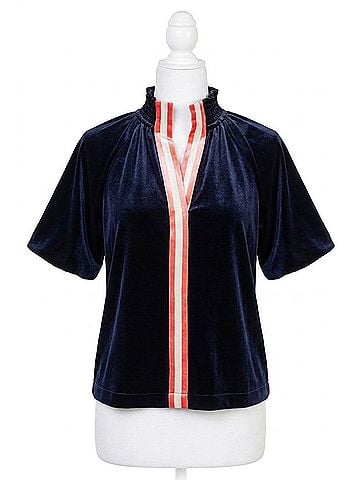 THML Erickson Velvet Top in Navy (view 1)