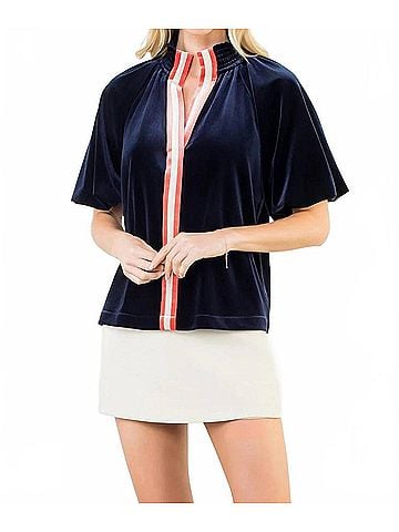 THML Erickson Velvet Top in Navy (view 2)