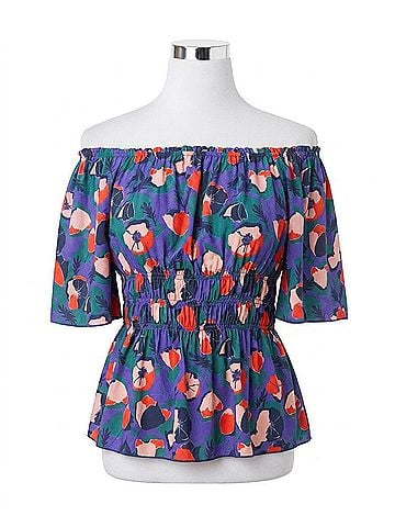 Grace & Lace Josie Smocked Top in Purple Poppy (view 1)