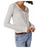 Bobi Solid Gray Viv Snap Placket Tee in Grey Size M - photo 2