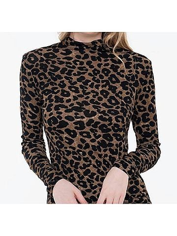 Molly Bracken Mock Neck Knit Top in Brown (view 2)