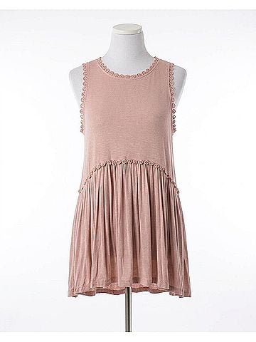 Pol Sweet &amp; Simple Babydoll Sleeveless Top in Pink (view 1)