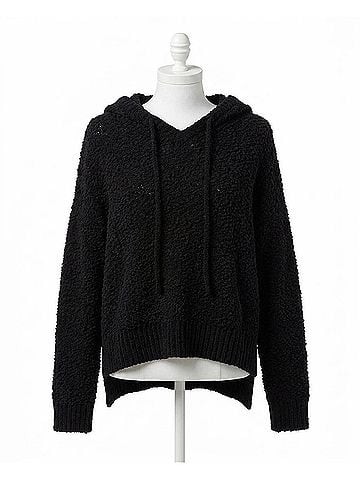 Pol Textured Knit Hoodie in Black (view 1)